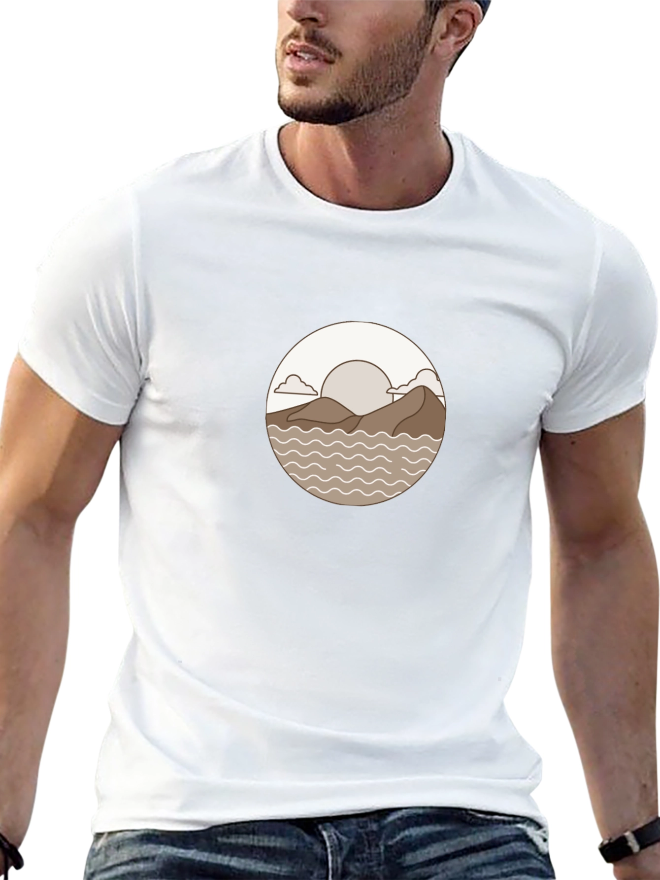 Minimalist Landscape Graphic Tee - Black