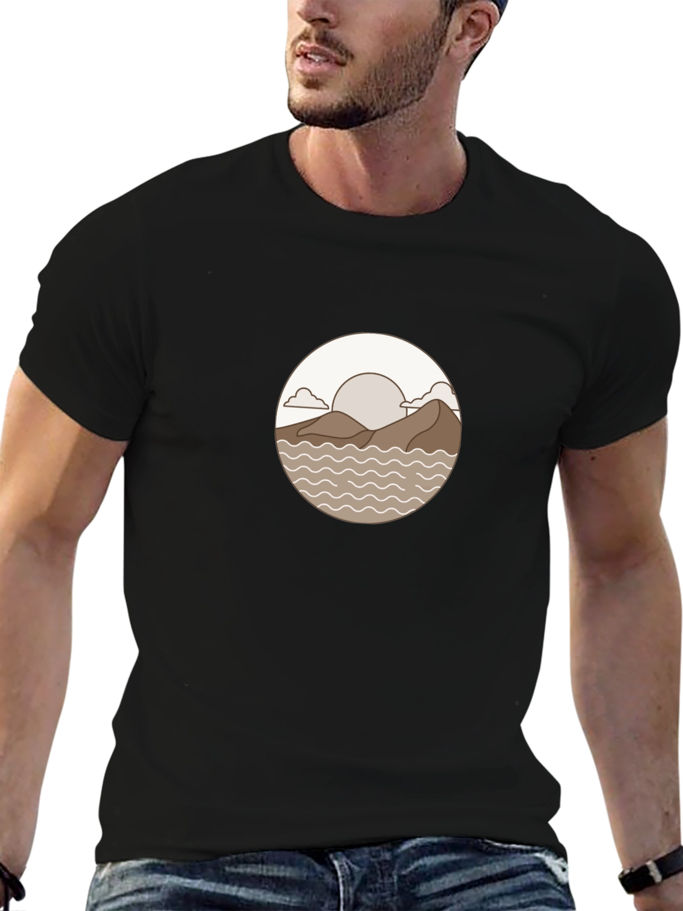 Minimalist Landscape Graphic Tee - Black