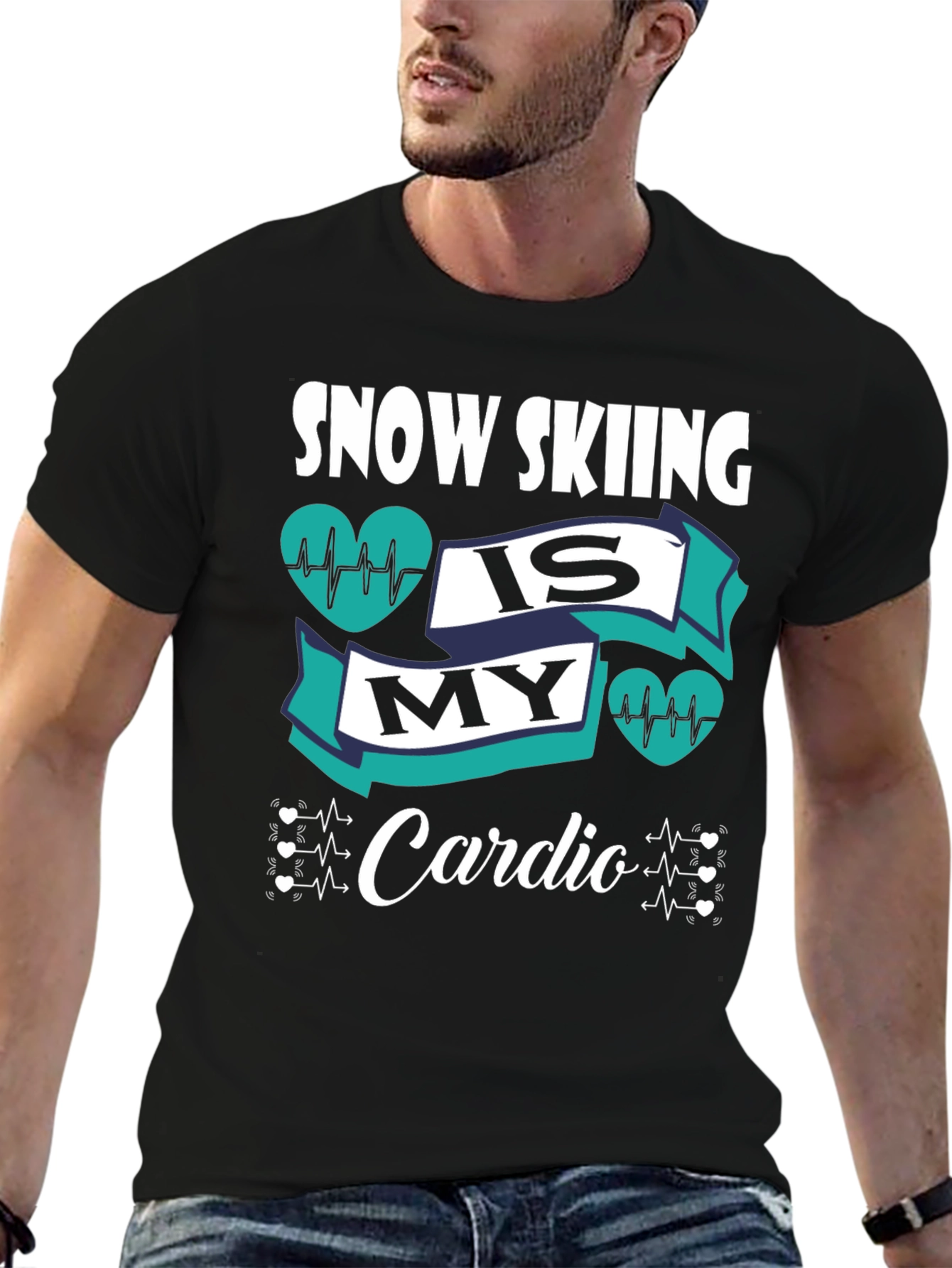 Snow Skiing Is My Cardio Graphic T-Shirt