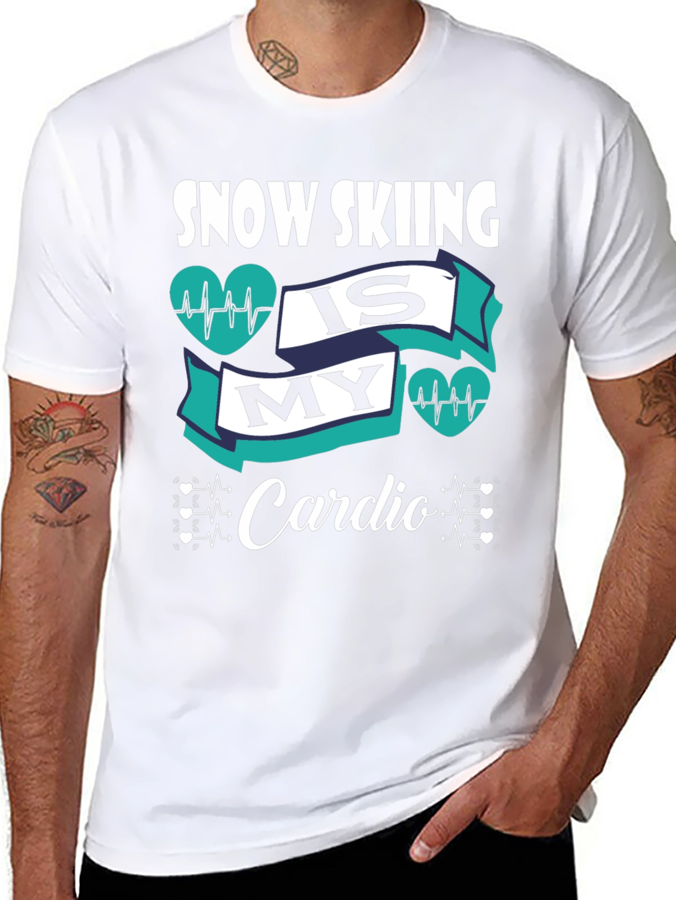 Snow Skiing Is My Cardio Graphic T-Shirt