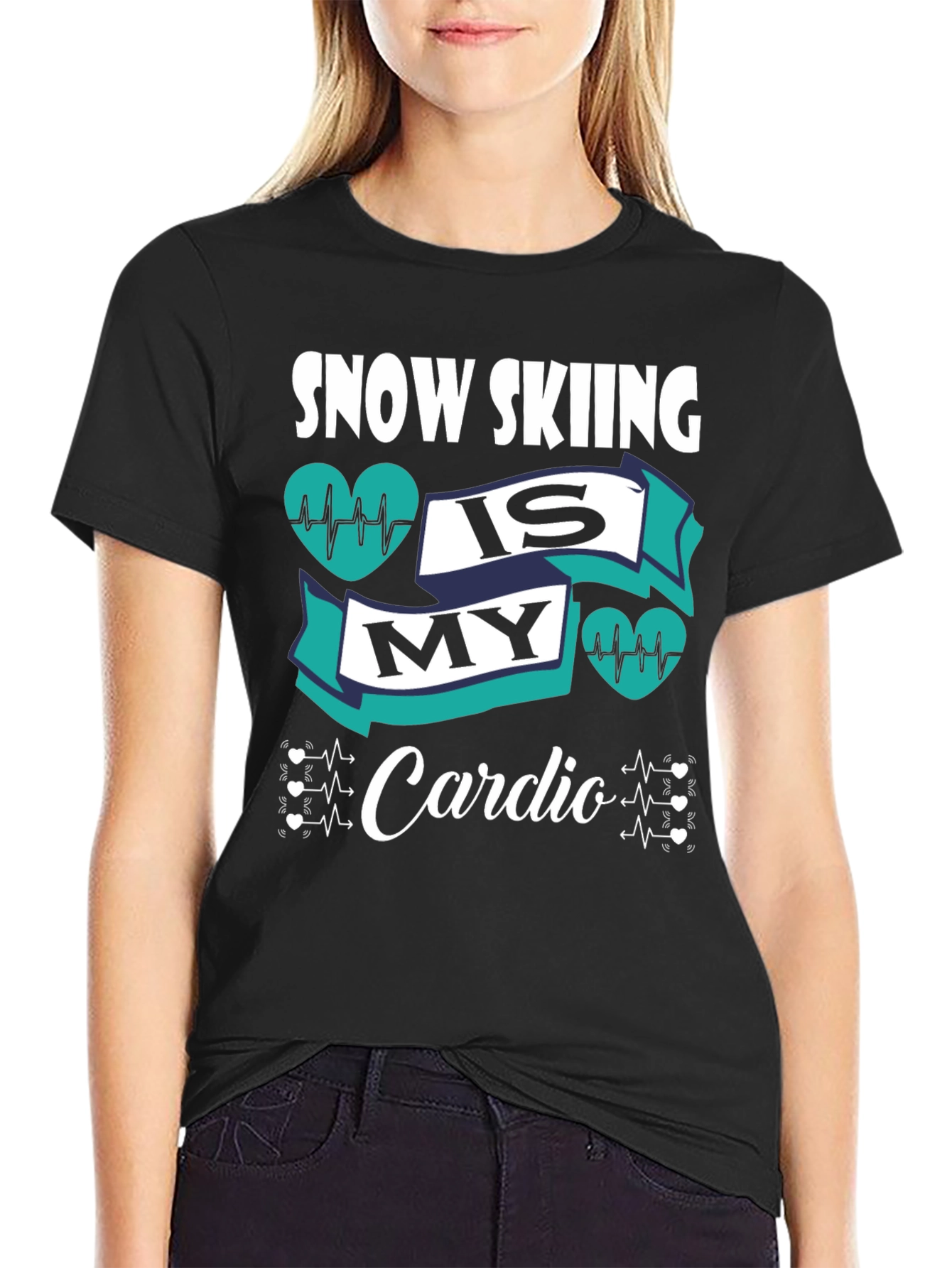 Snow Skiing Is My Cardio Graphic T-Shirt