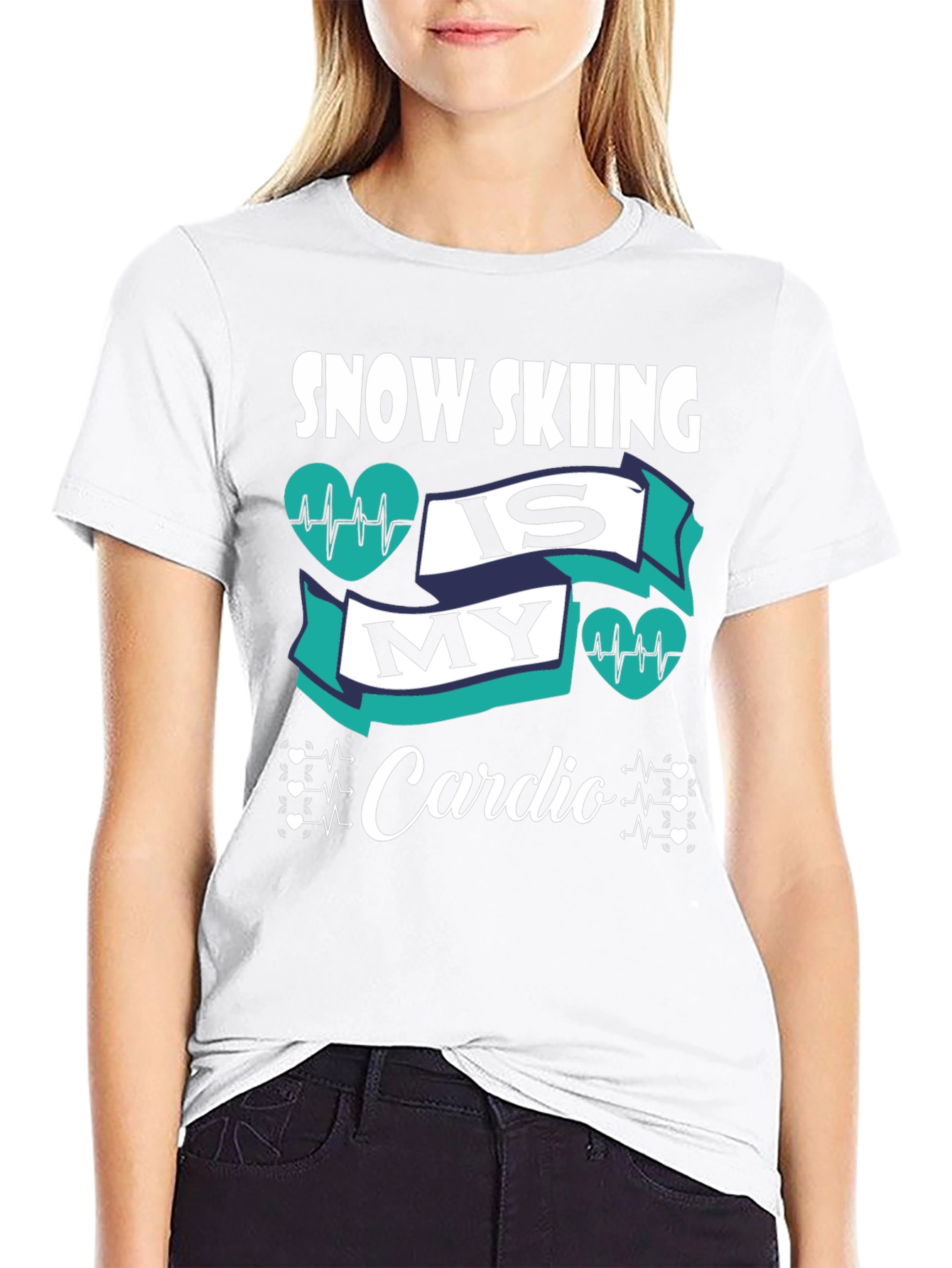 Snow Skiing Is My Cardio Graphic T-Shirt