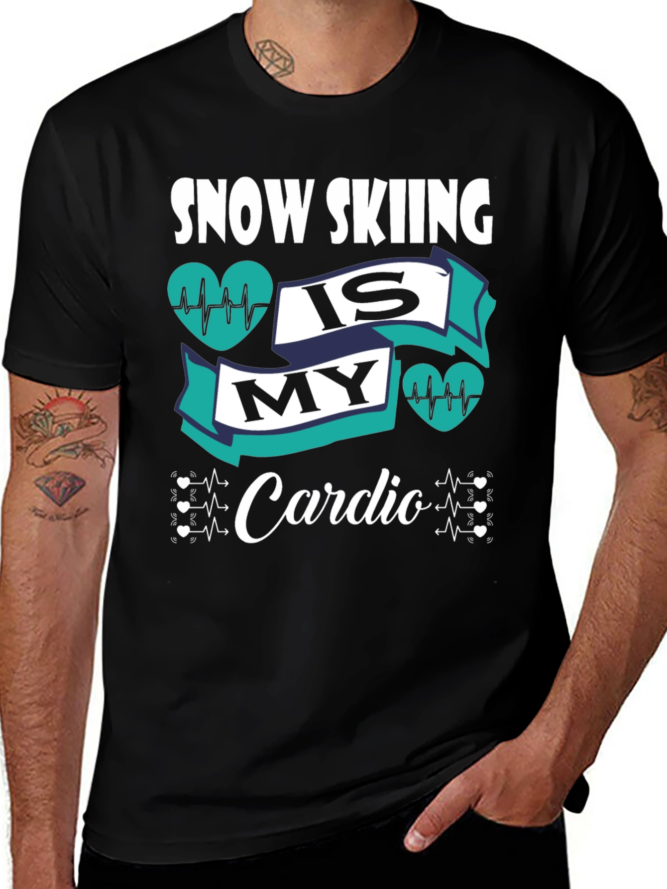 Snow Skiing Is My Cardio Graphic T-Shirt
