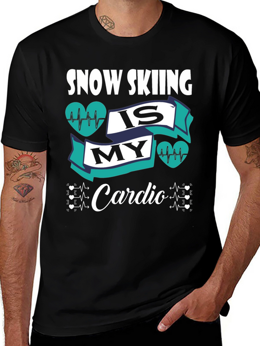 Snow Skiing Is My Cardio Graphic T-Shirt