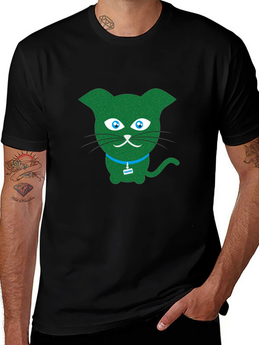 Green Cartoon Cat T-Shirt