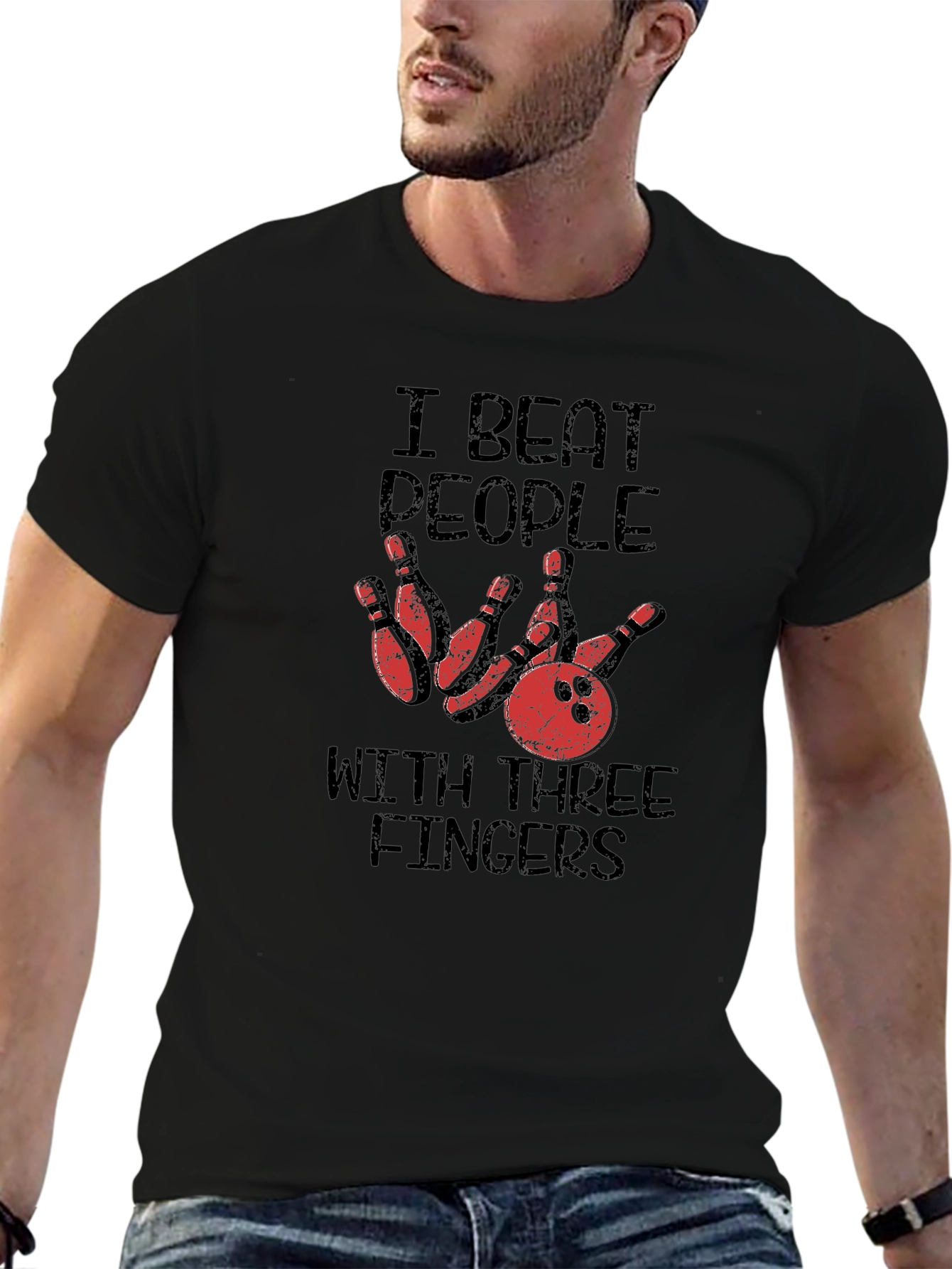 Bowling T-Shirt: I Beat People With Three Fingers