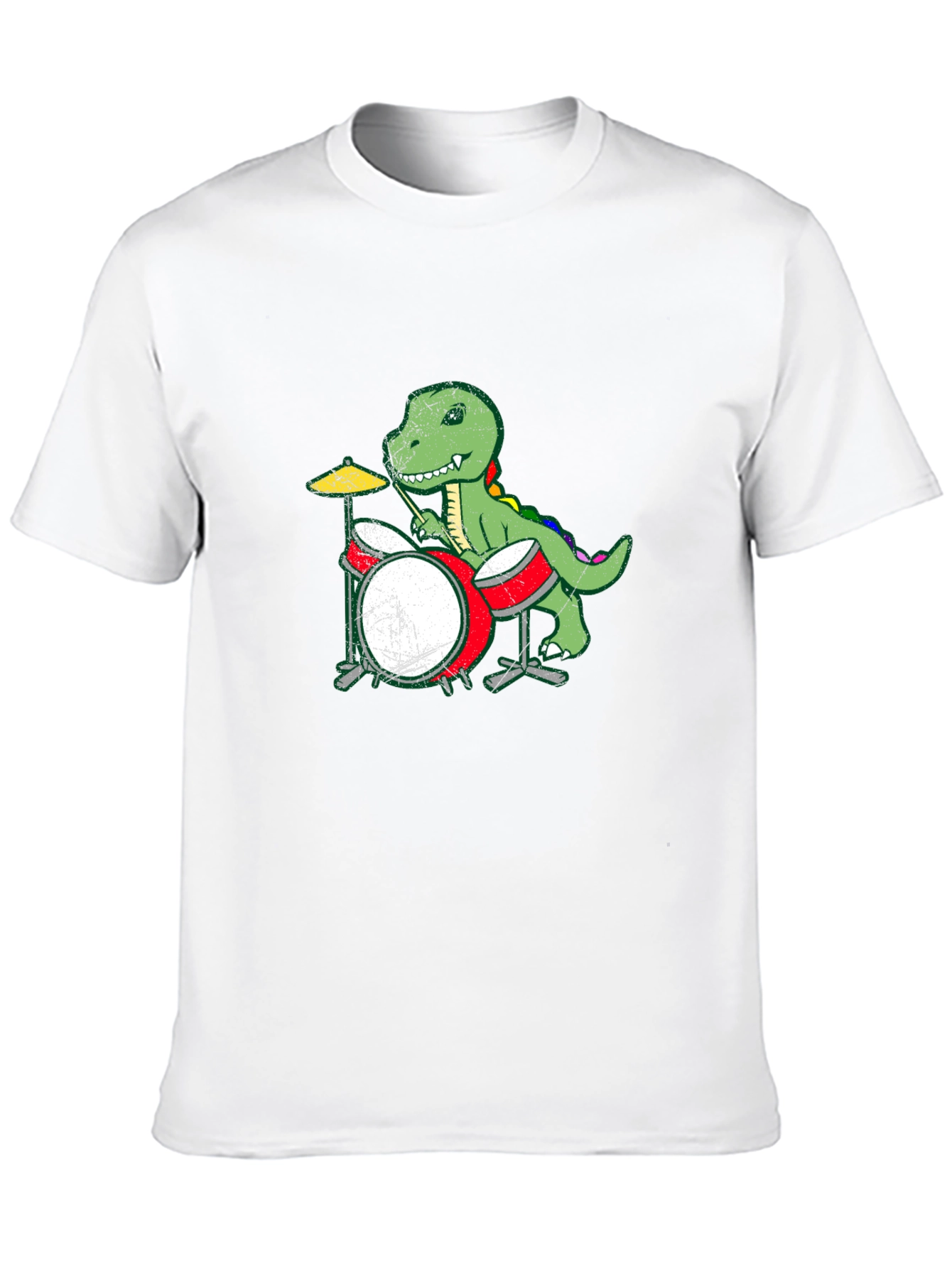 Dino Drummer Graphic Tee - Black Cotton T-Shirt