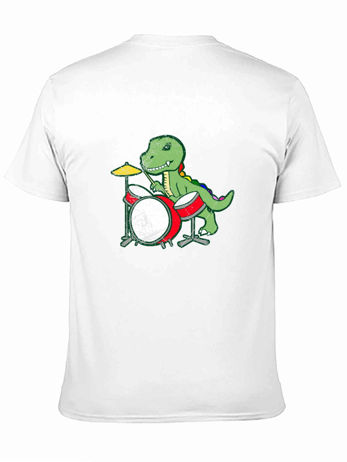 Dino Drummer Graphic Tee - Black Cotton T-Shirt