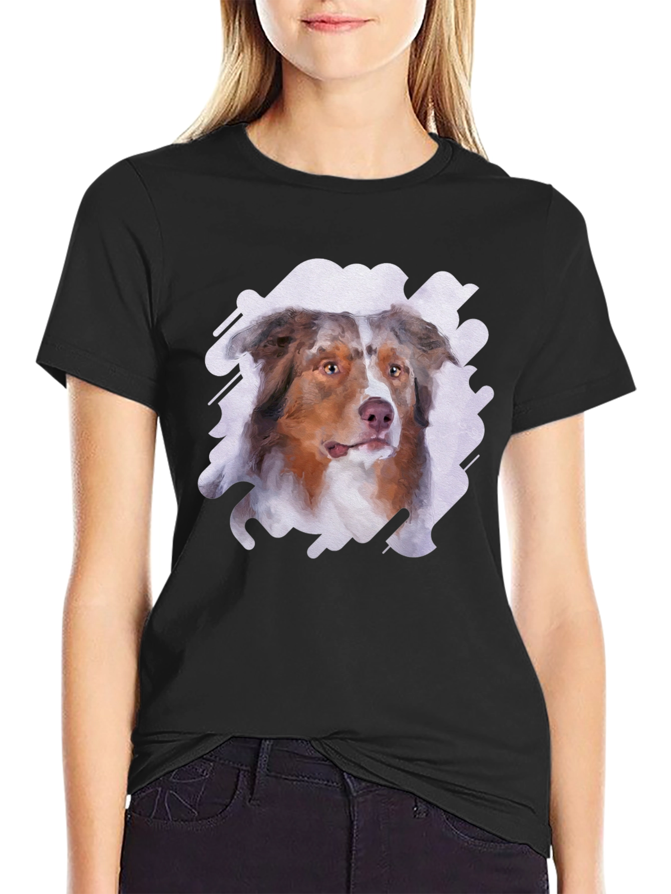 Australian Shepherd Dog Art Mens T-Shirt