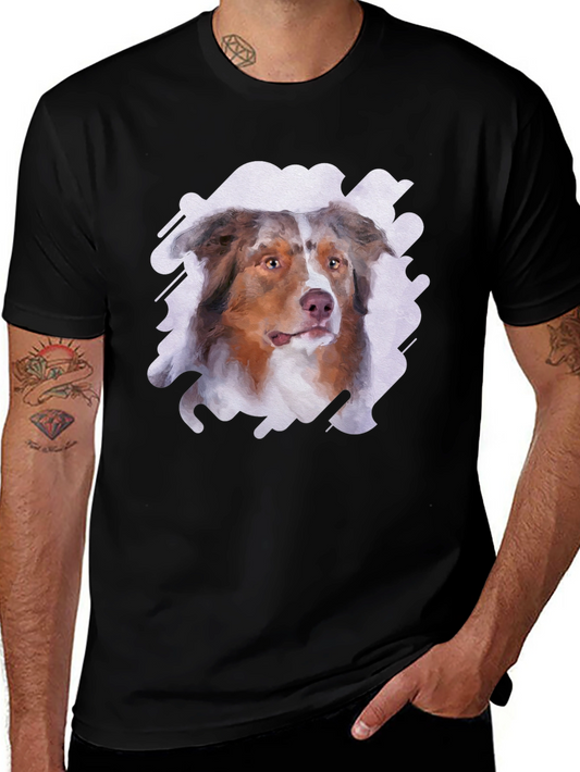 Australian Shepherd Dog Art Mens T-Shirt