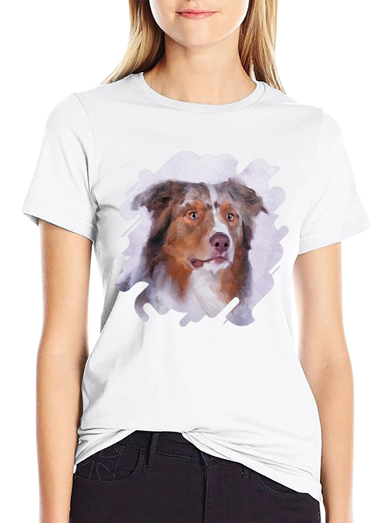 Australian Shepherd Dog Art Mens T-Shirt