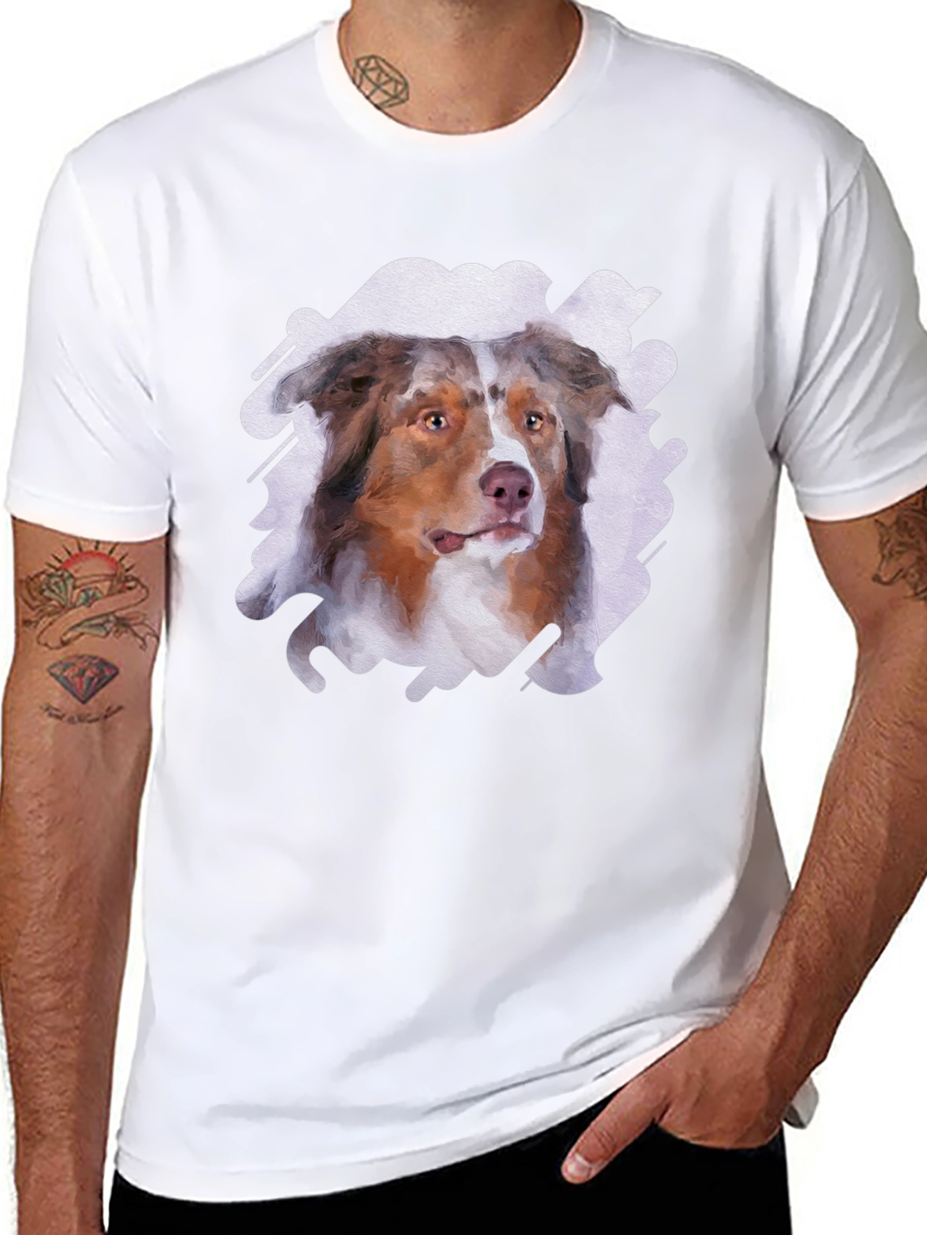 Australian Shepherd Dog Art Mens T-Shirt