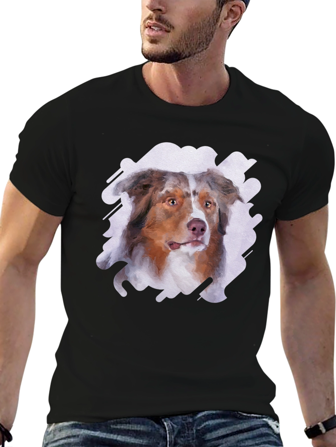 Australian Shepherd Dog Art Mens T-Shirt