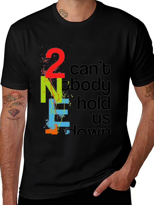 Colorful 2NE1 Graphic Print Black T-Shirt