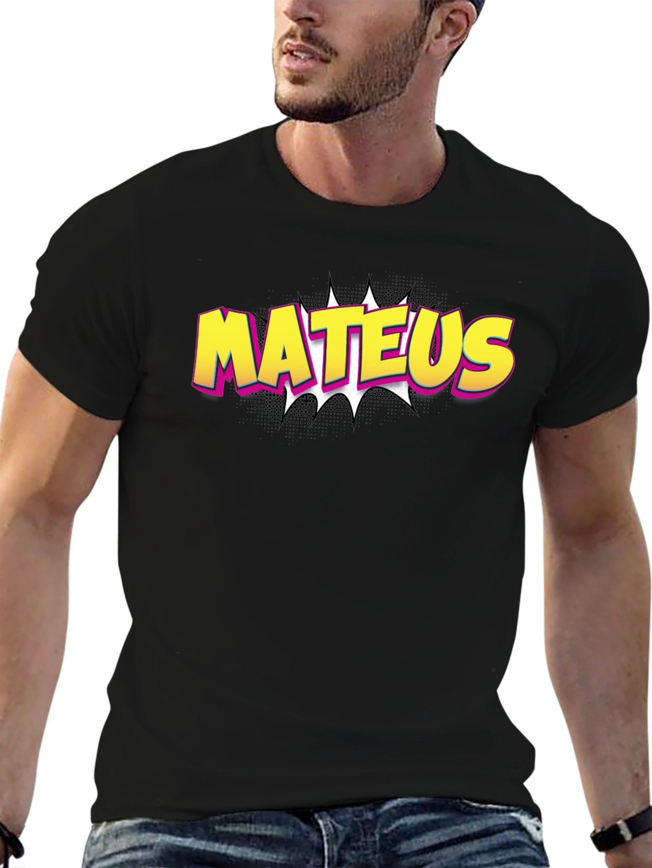 Mateus Comic Style Black T-Shirt
