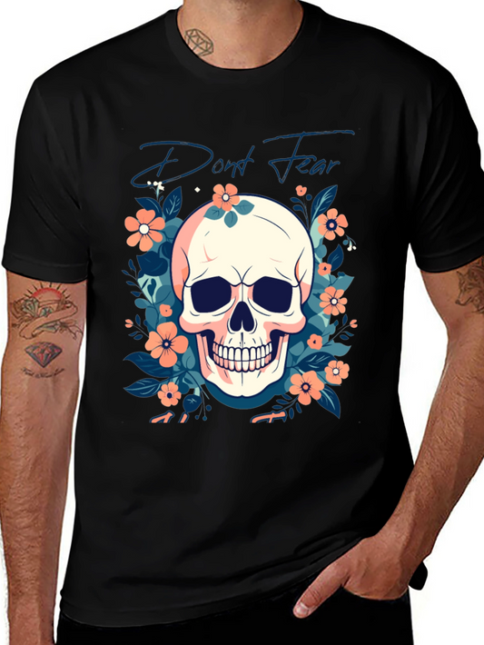 Dont Fear Floral Skull Graphic T-Shirt