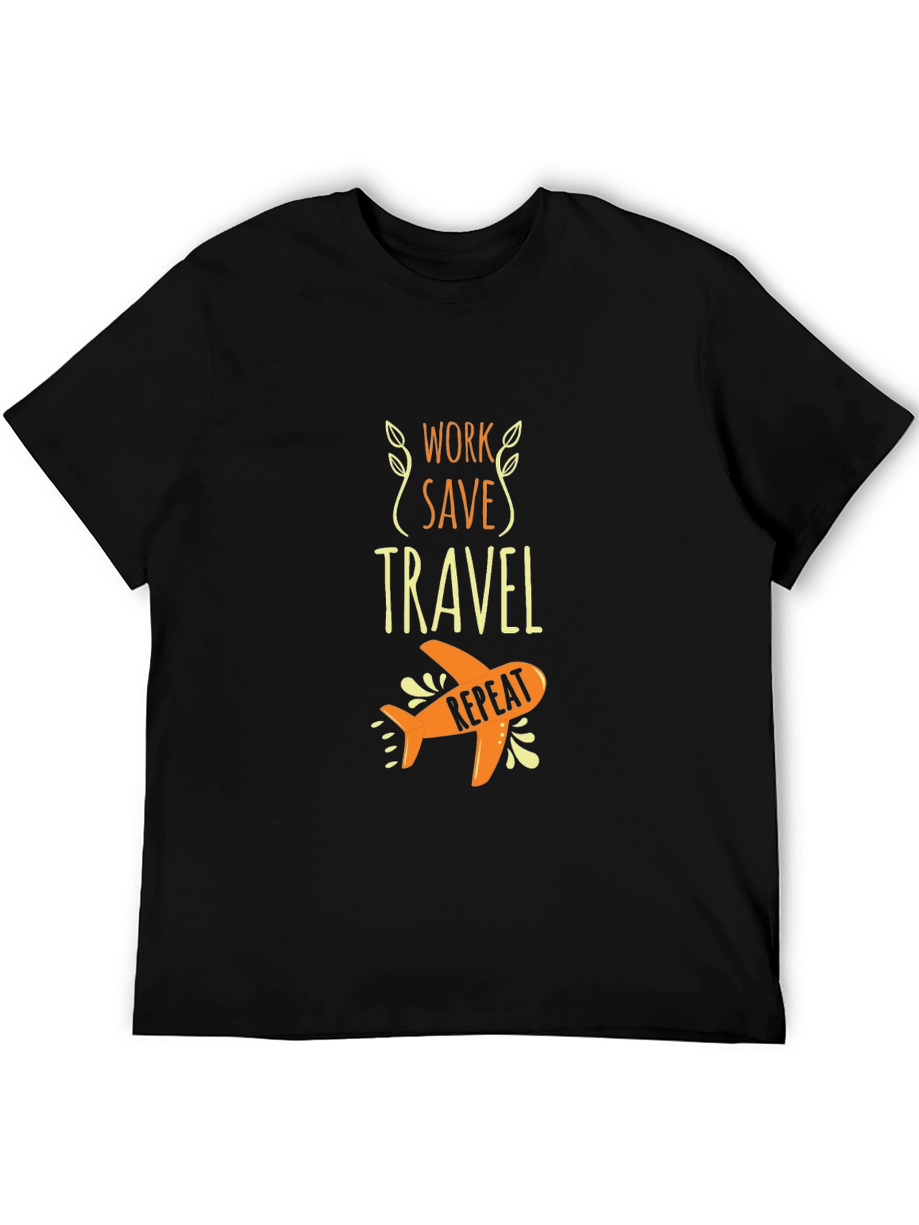 Work Save Travel Repeat Black Graphic Tee