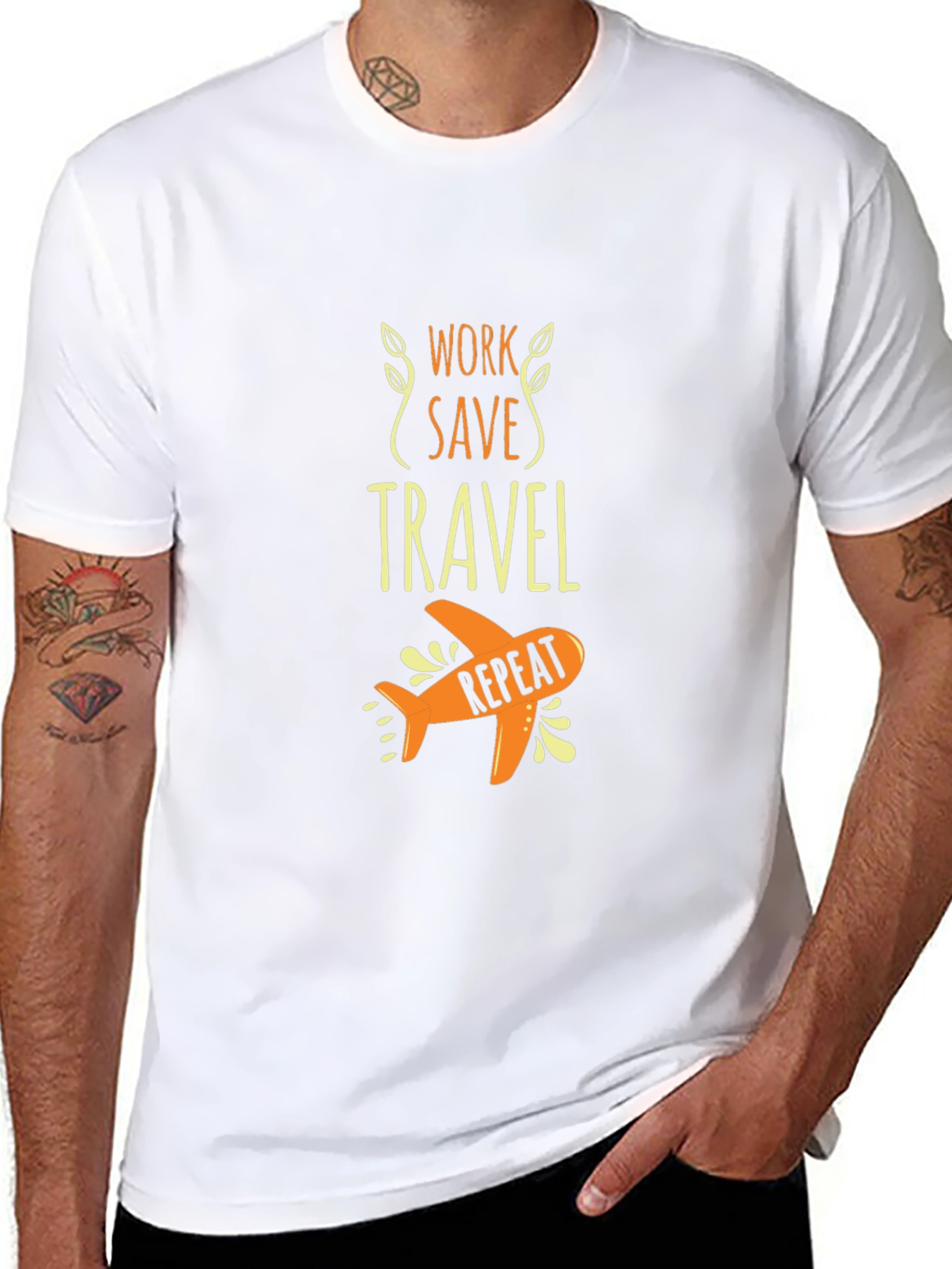 Work Save Travel Repeat Black Graphic Tee