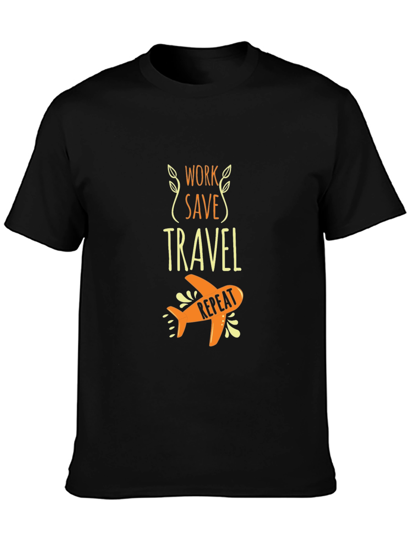 Work Save Travel Repeat Black Graphic Tee