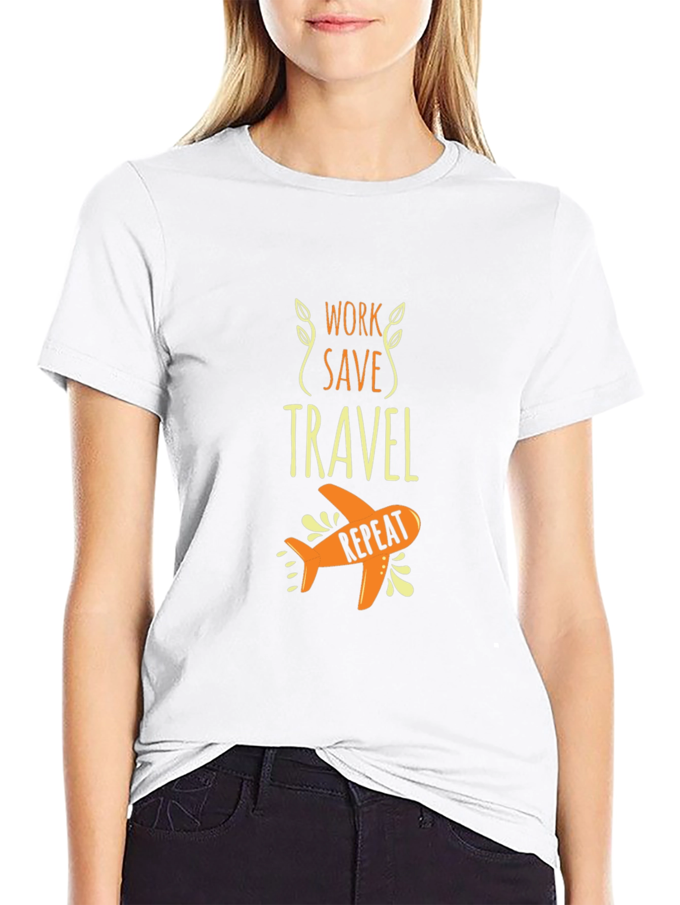 Work Save Travel Repeat Black Graphic Tee