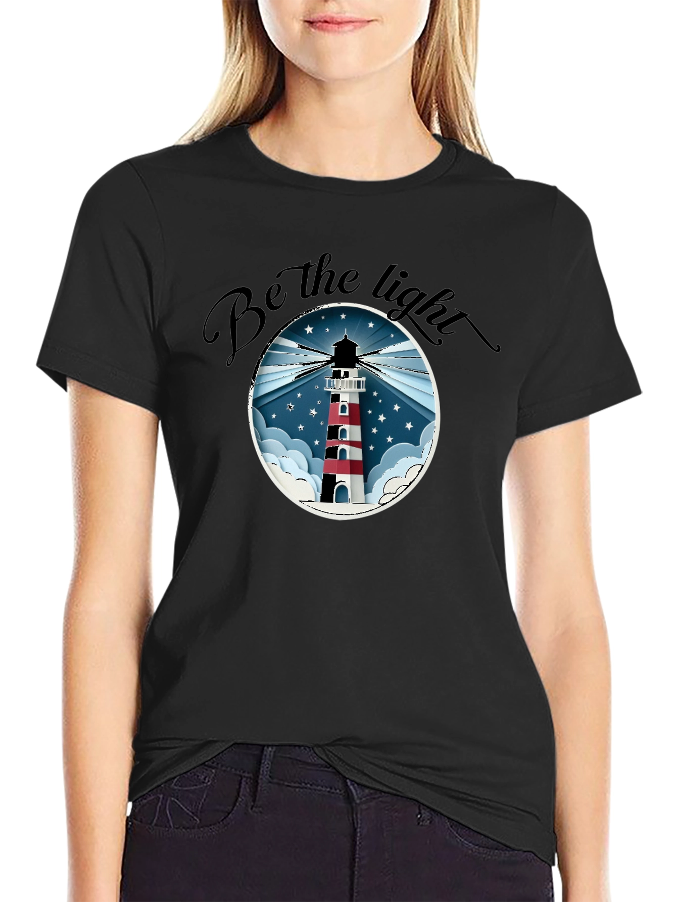 Be the Light Lighthouse T-Shirt - Black