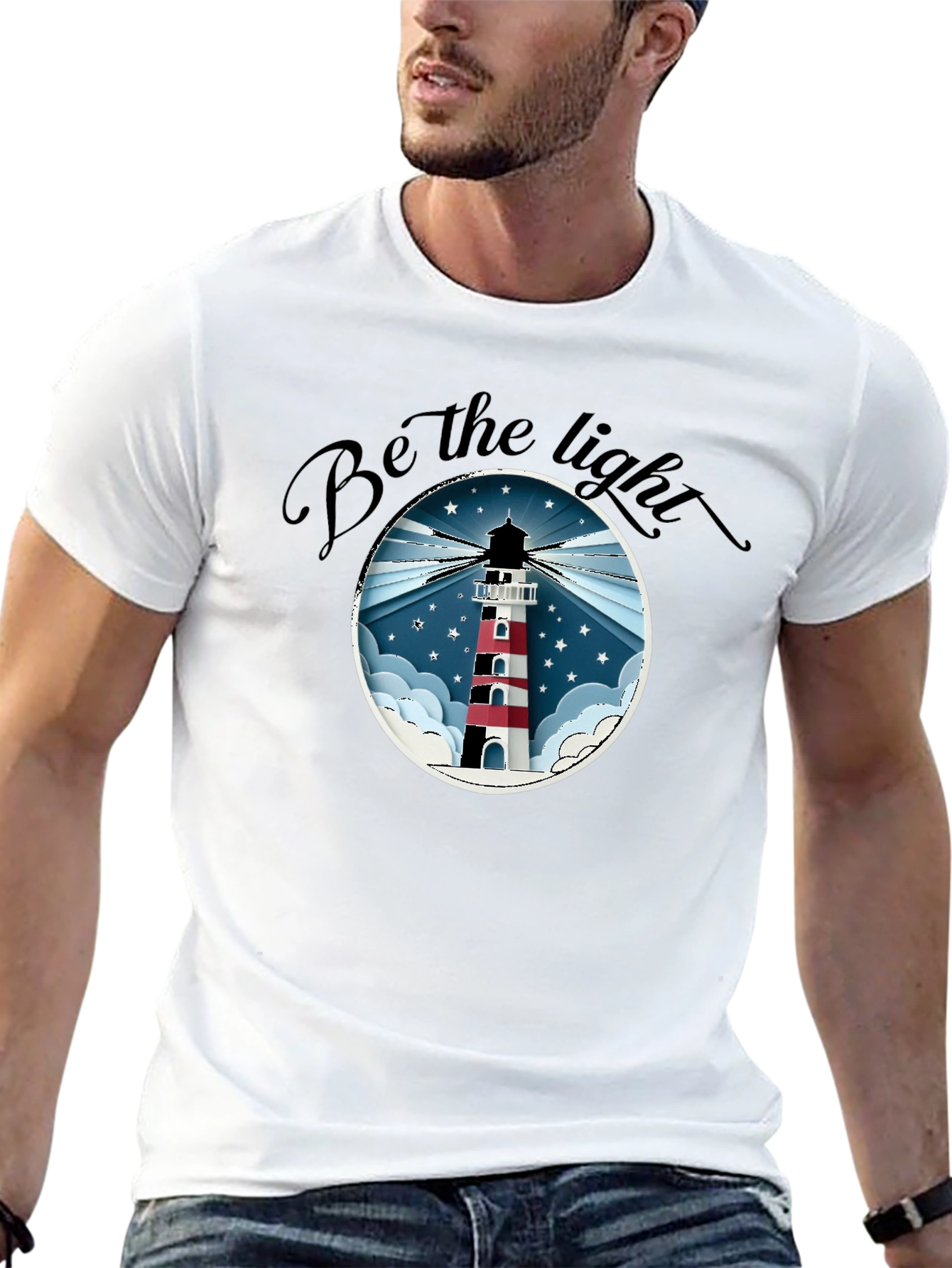 Be the Light Lighthouse T-Shirt - Black