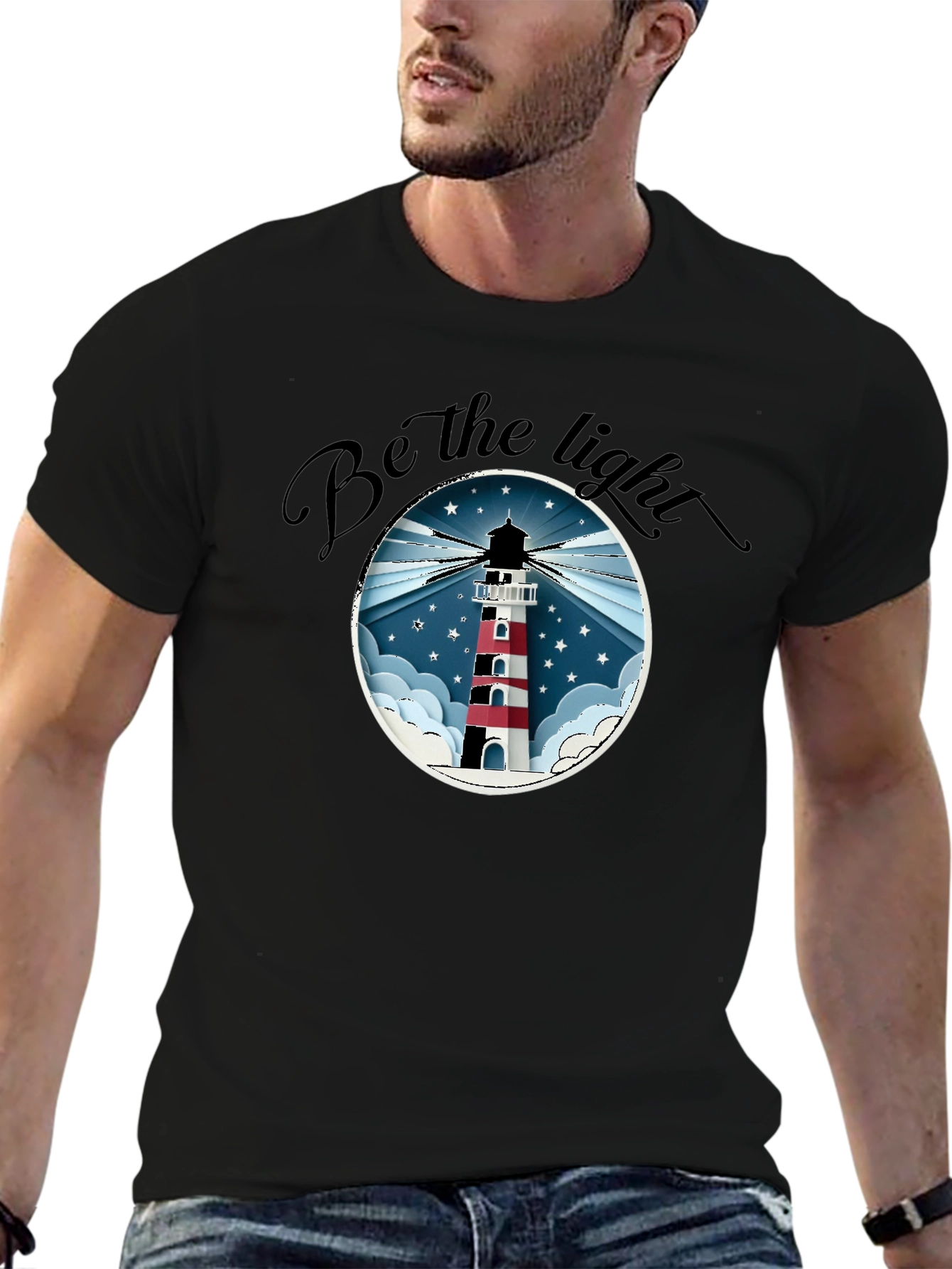 Be the Light Lighthouse T-Shirt - Black