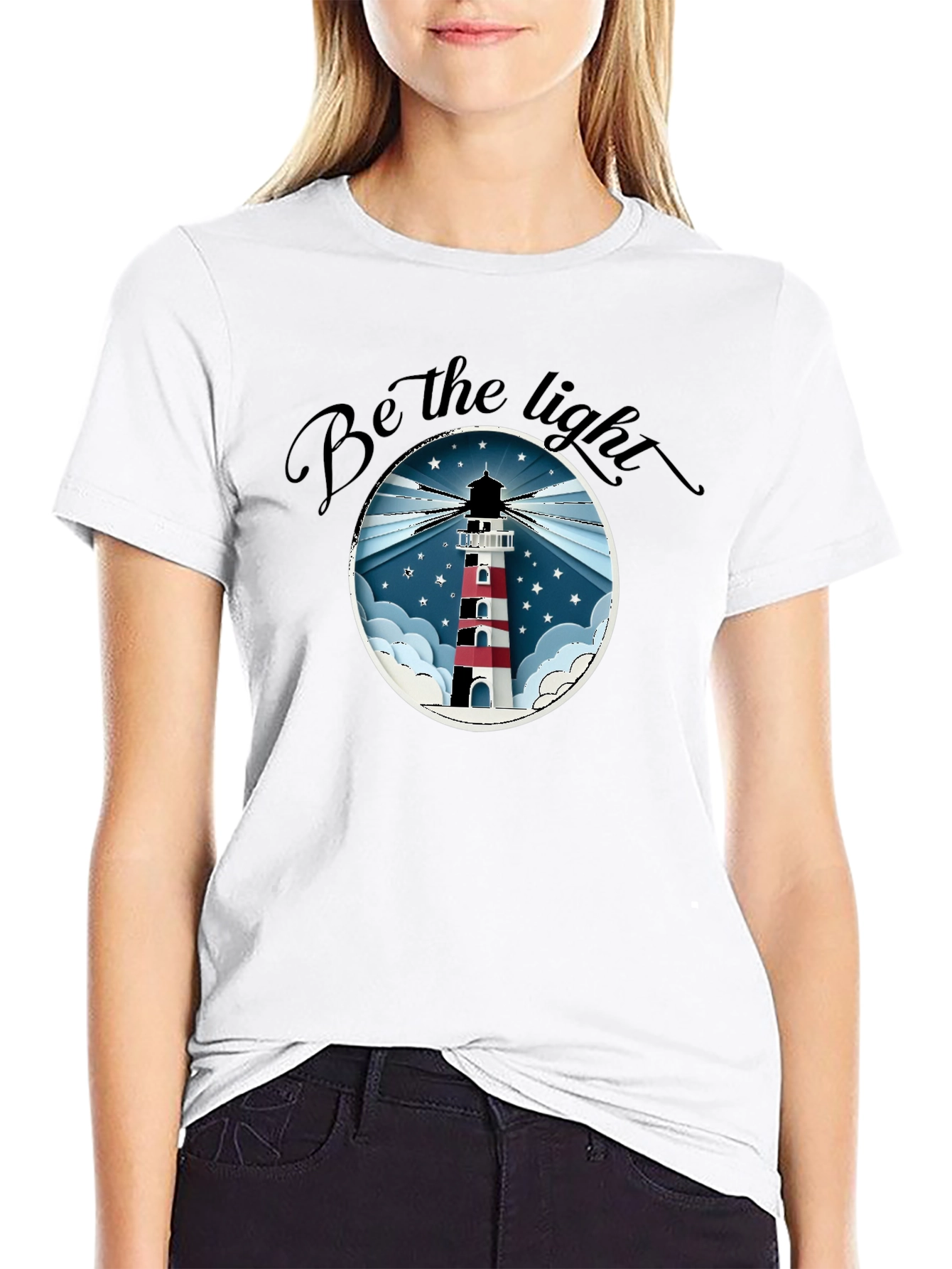 Be the Light Lighthouse T-Shirt - Black