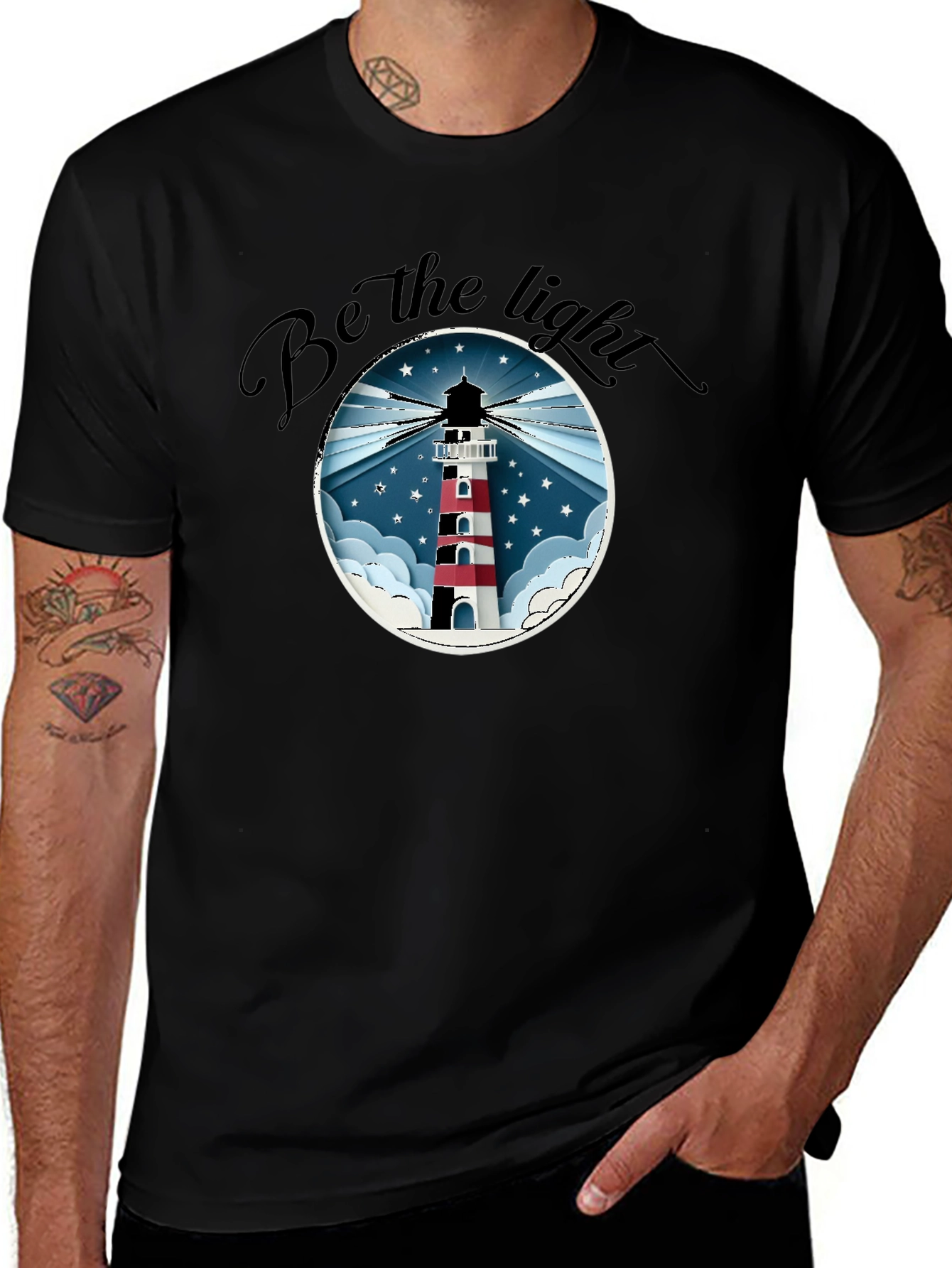 Be the Light Lighthouse T-Shirt - Black