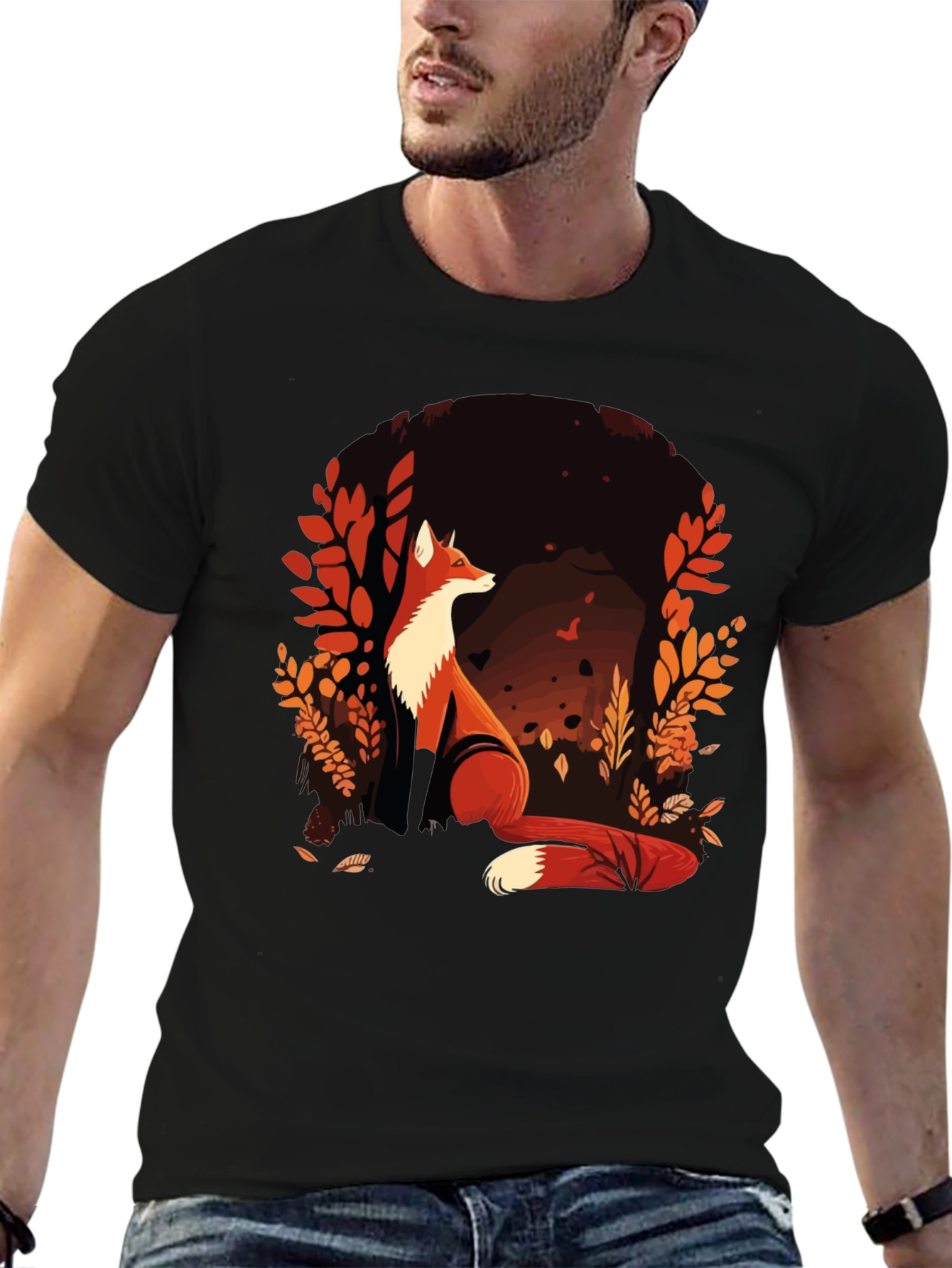 Fox Graphic Print Crew Neck T-Shirt