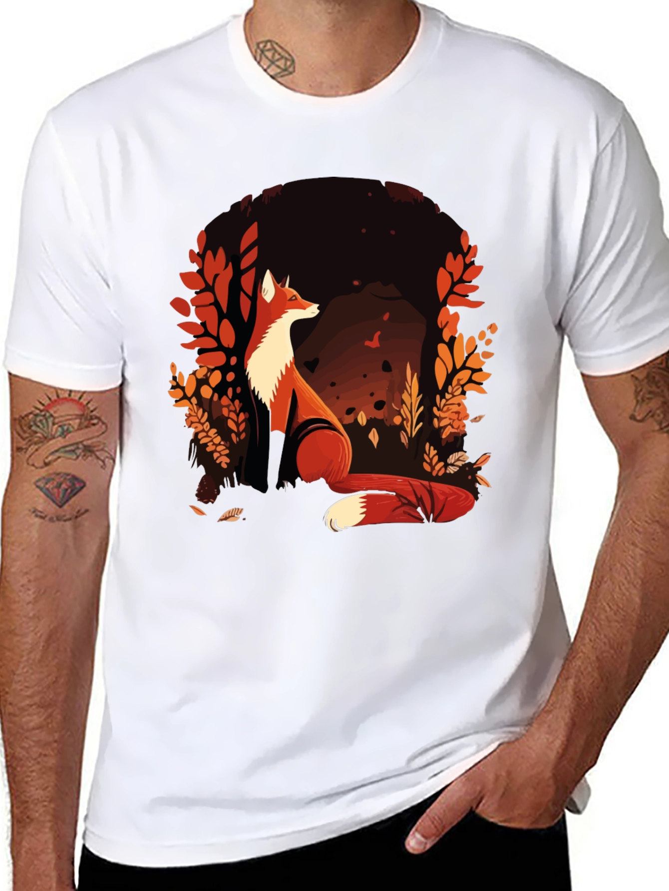 Fox Graphic Print Crew Neck T-Shirt