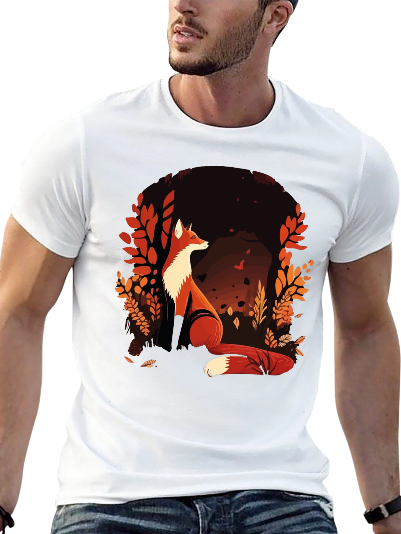 Fox Graphic Print Crew Neck T-Shirt
