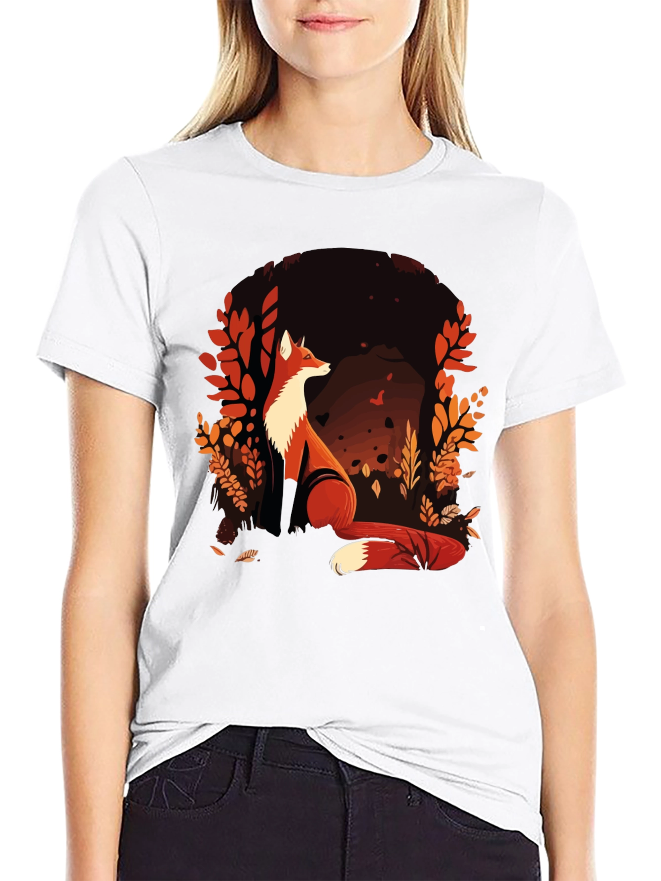 Fox Graphic Print Crew Neck T-Shirt