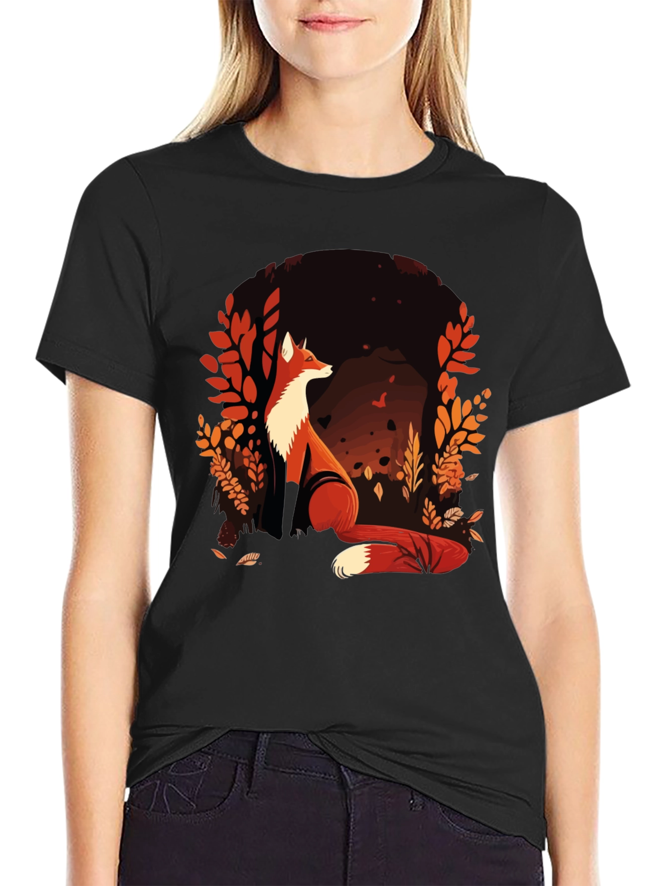 Fox Graphic Print Crew Neck T-Shirt
