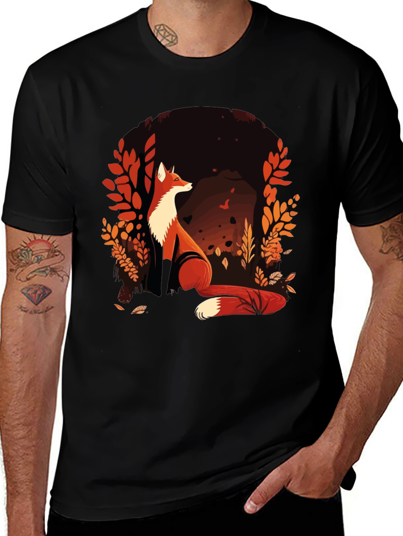 Fox Graphic Print Crew Neck T-Shirt