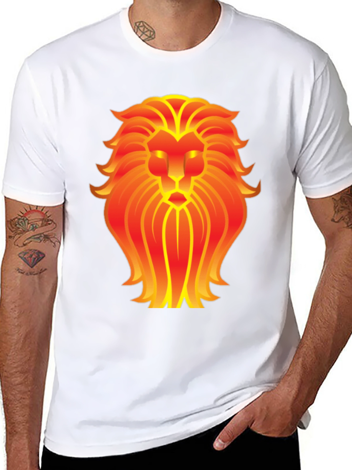 Fiery Lion Graphic Tee - Bold Zodiac Leo Shirt