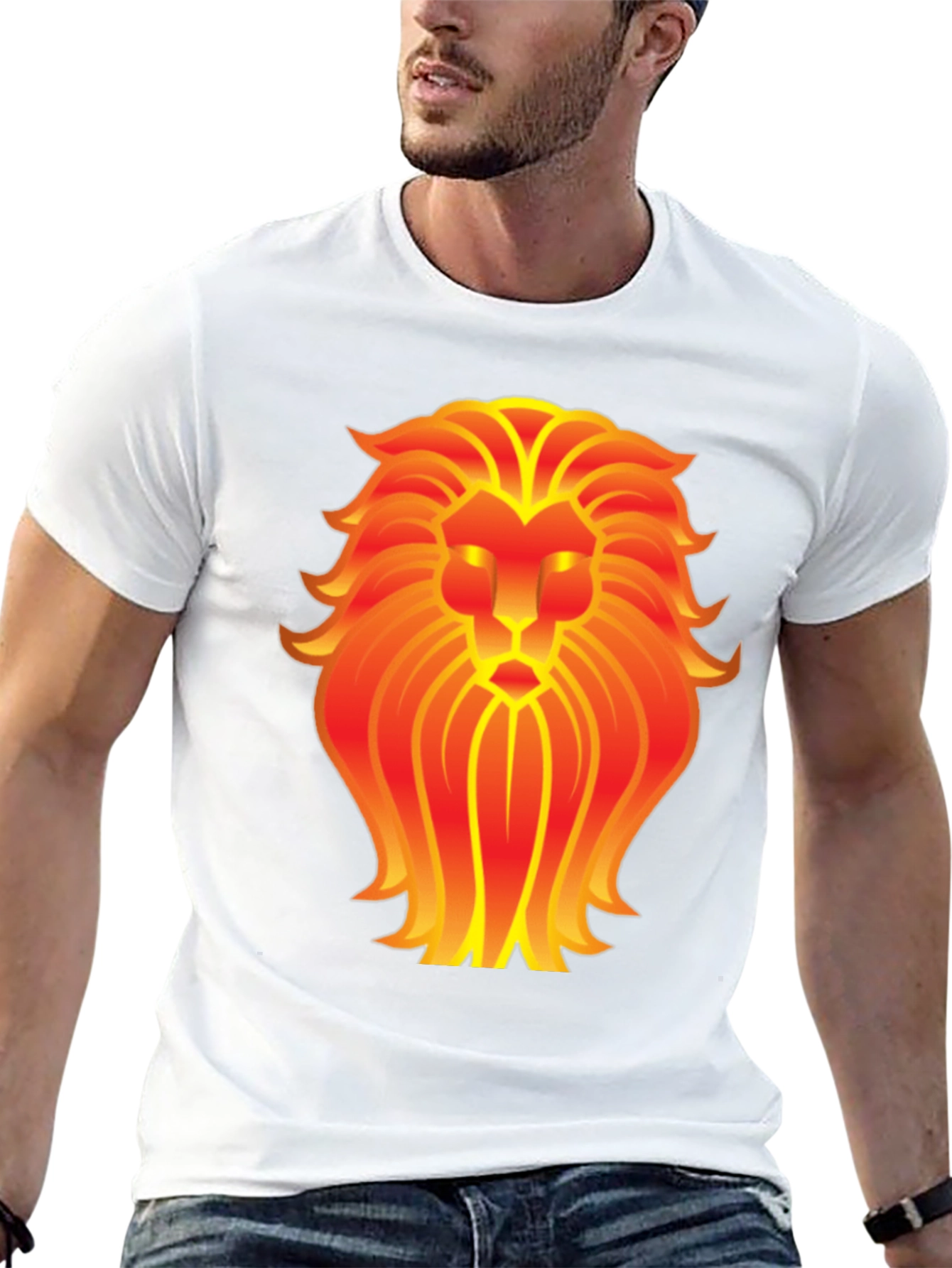 Fiery Lion Graphic Tee - Bold Zodiac Leo Shirt