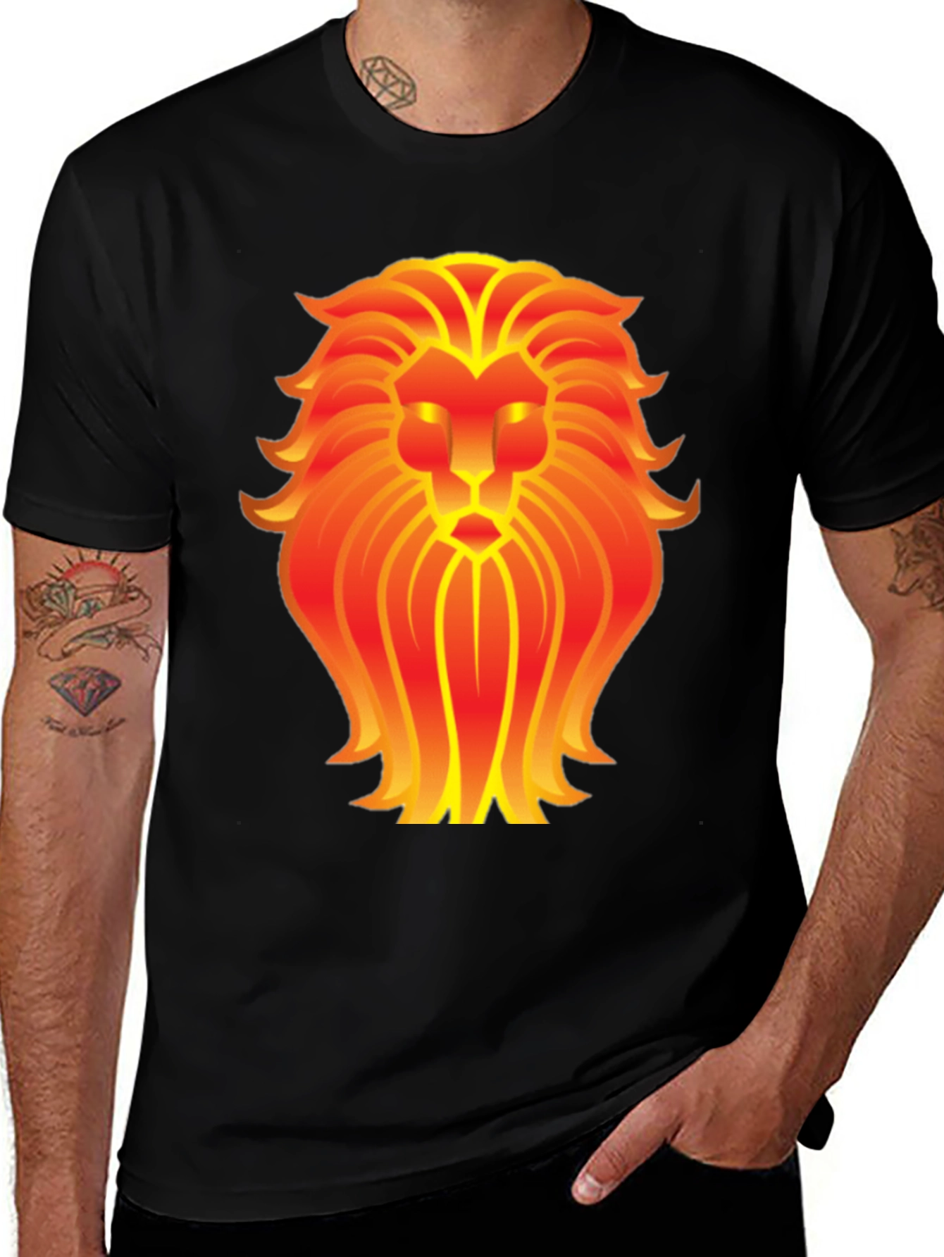 Fiery Lion Graphic Tee - Bold Zodiac Leo Shirt
