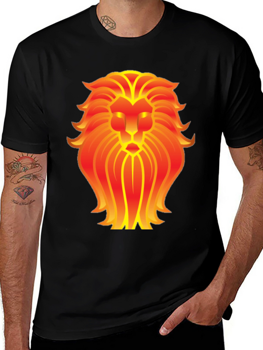 Fiery Lion Graphic Tee - Bold Zodiac Leo Shirt