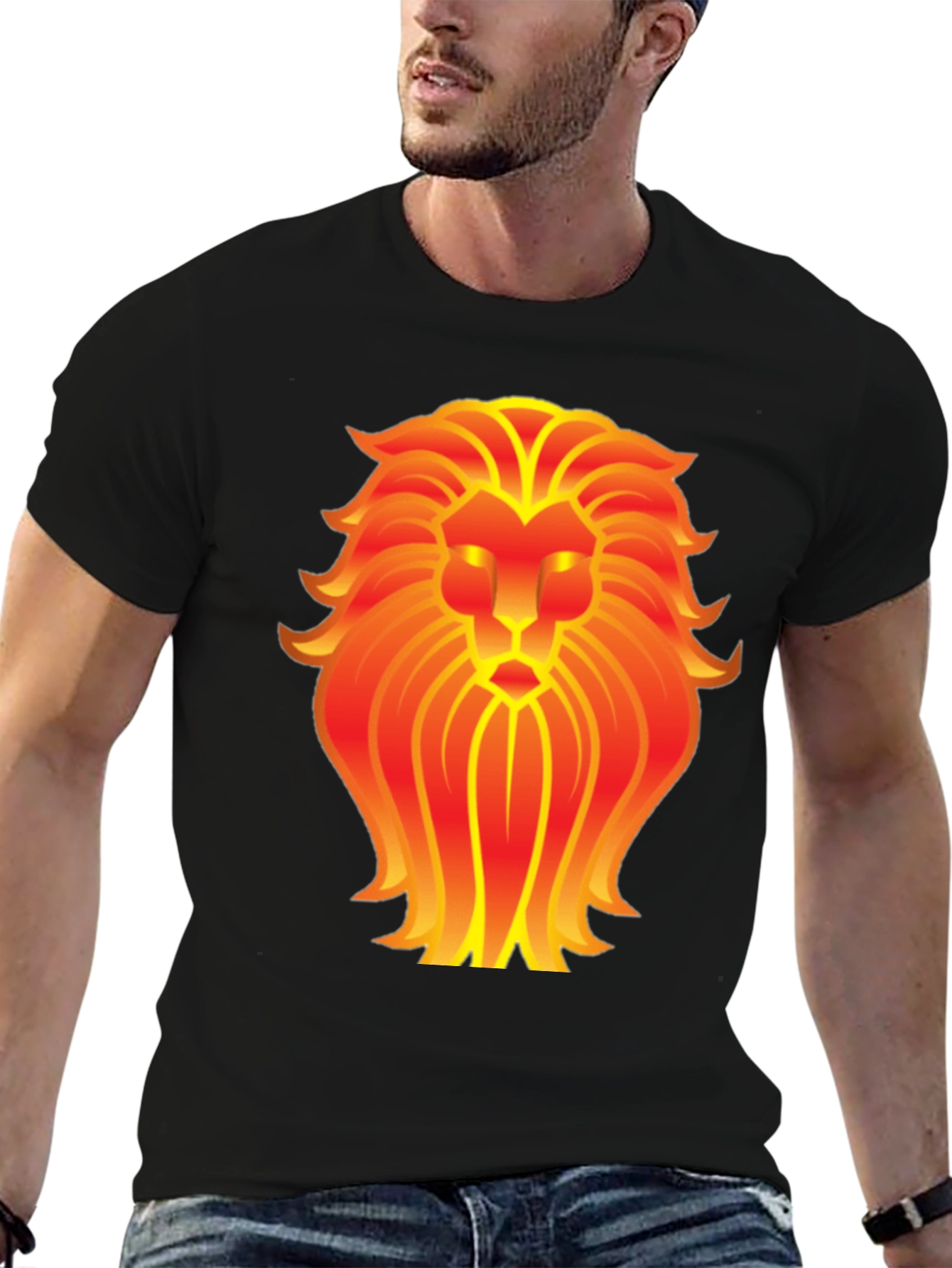 Fiery Lion Graphic Tee - Bold Zodiac Leo Shirt