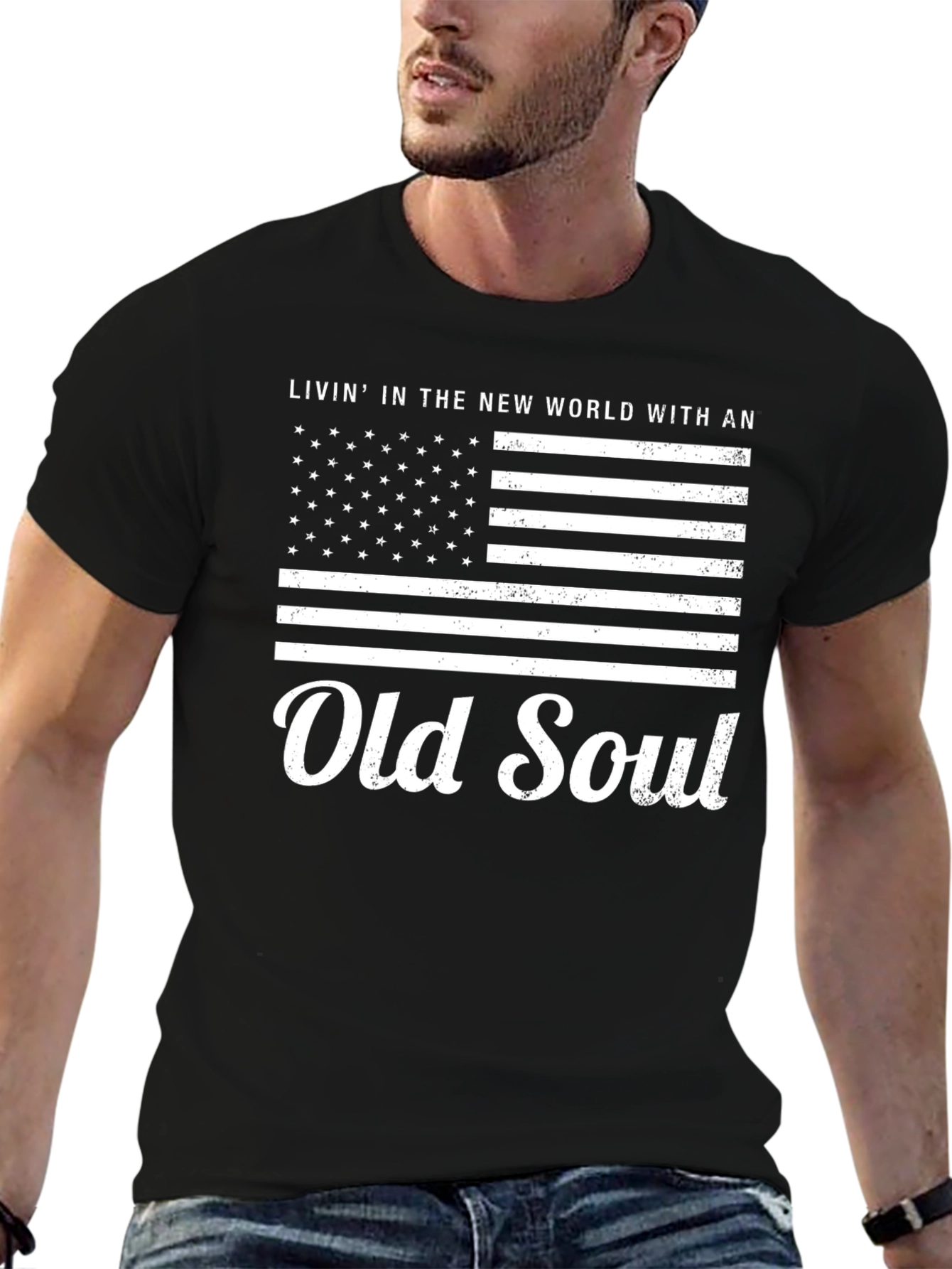 Old Soul American Flag Graphic Tee