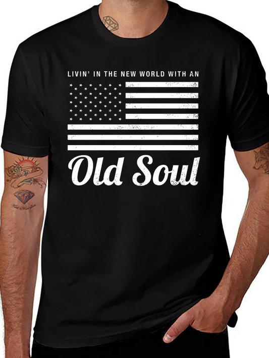 Old Soul American Flag Graphic Tee