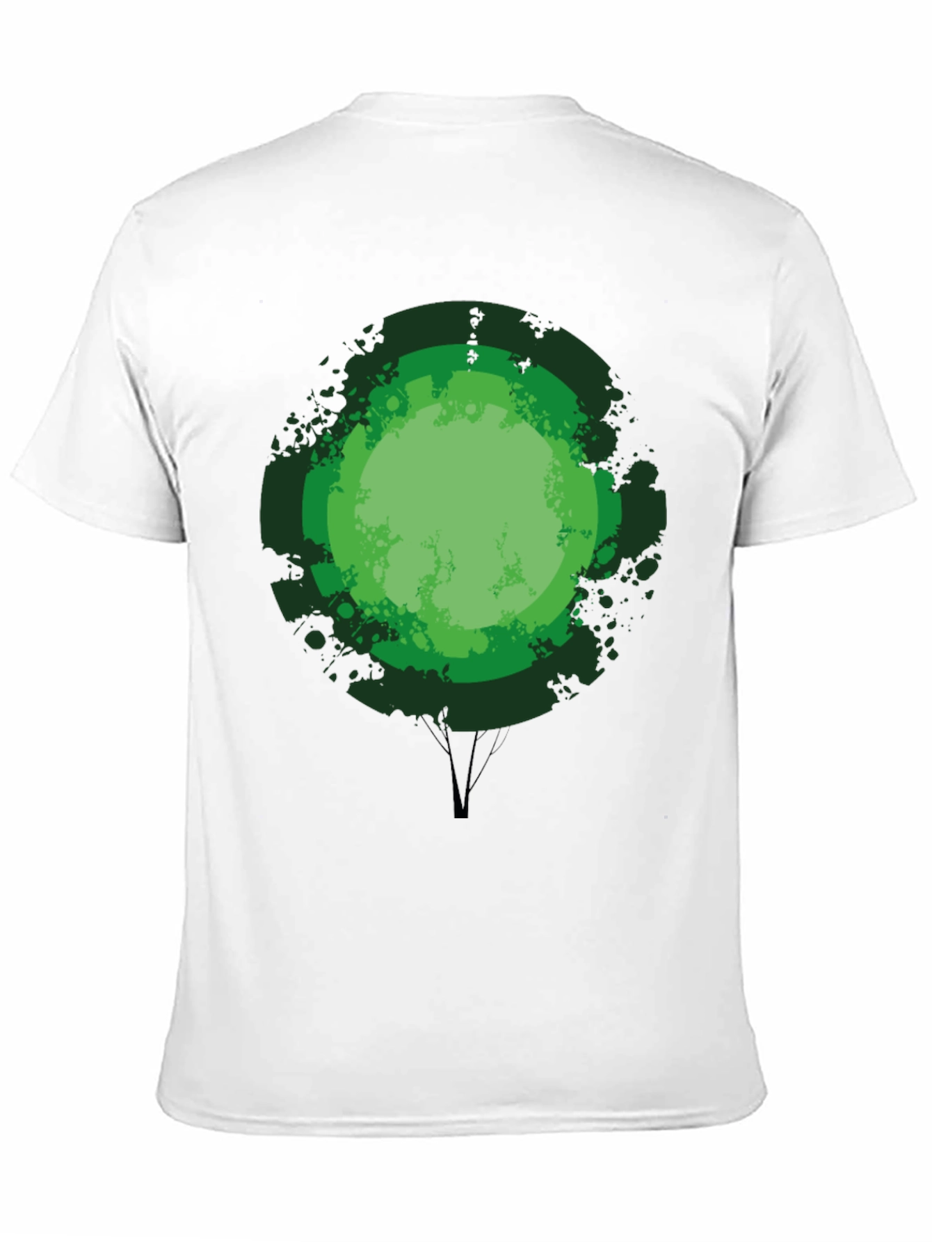 Green Tree Graphic Print Black T-Shirt