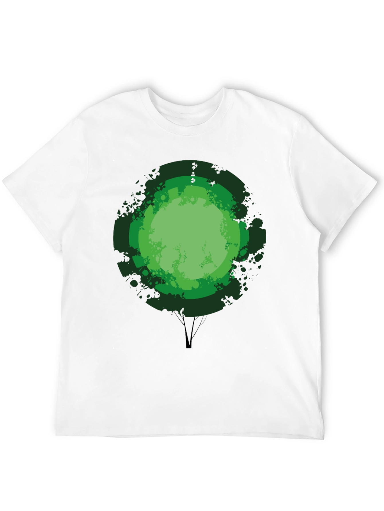 Green Tree Graphic Print Black T-Shirt