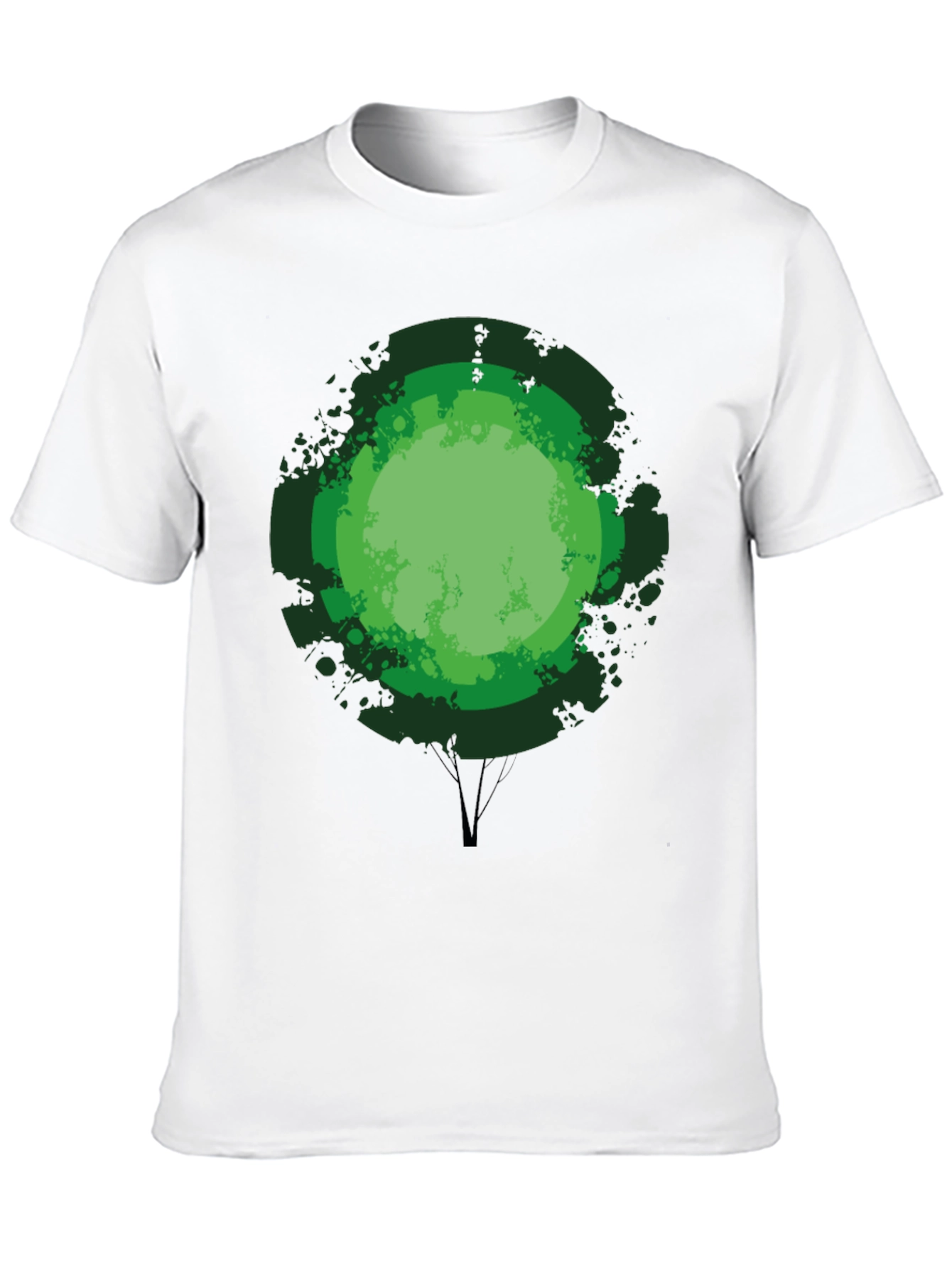 Green Tree Graphic Print Black T-Shirt