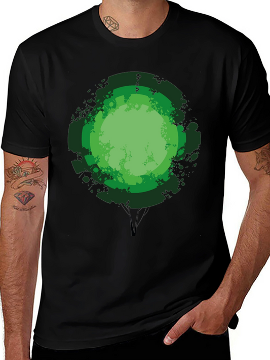 Green Tree Graphic Print Black T-Shirt
