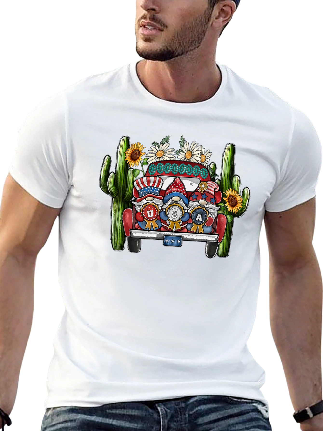 USA Gnomes Truck Patriotic T-Shirt