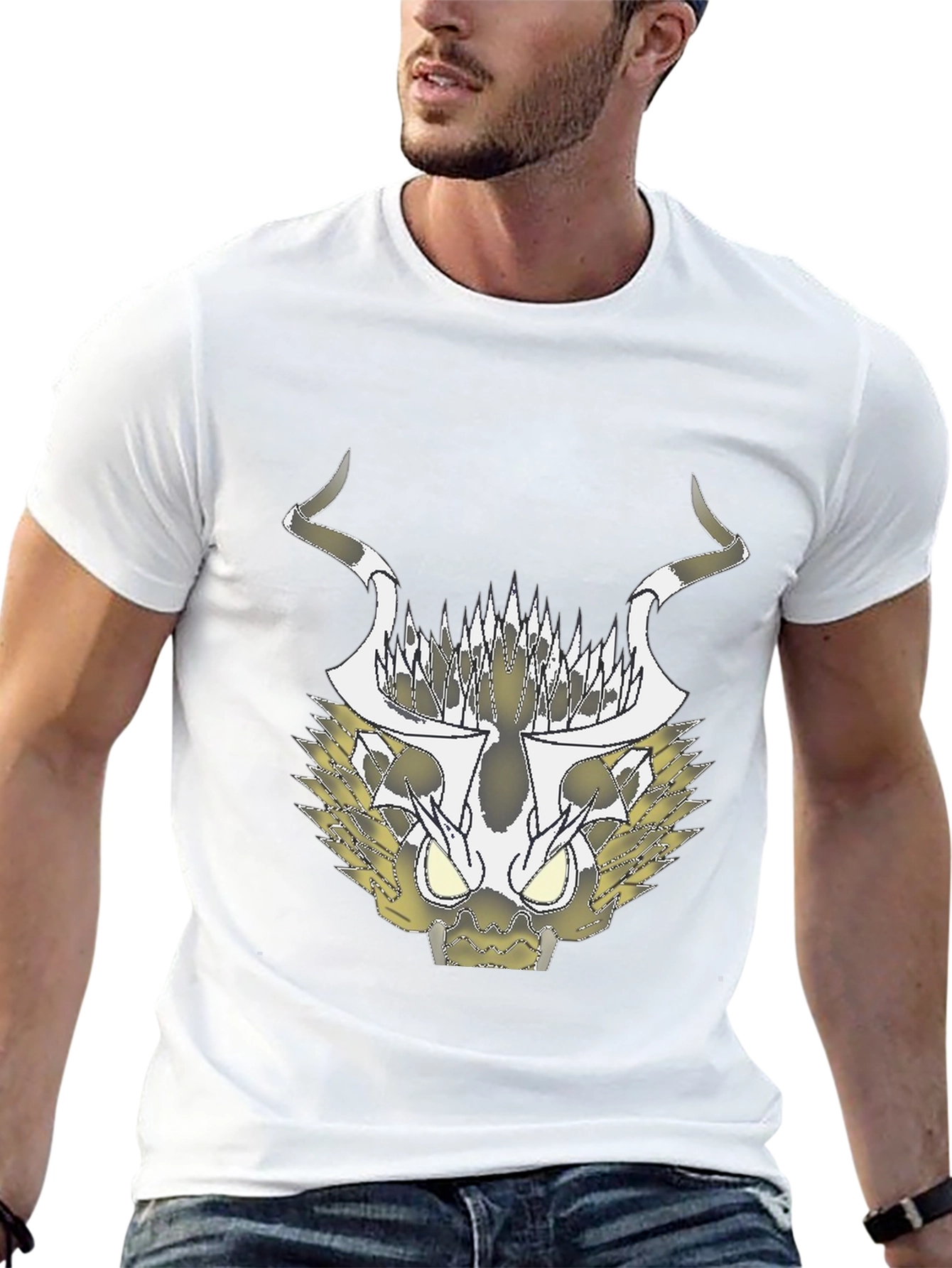 Abstract Black T-Shirt with Geometric Animal Design