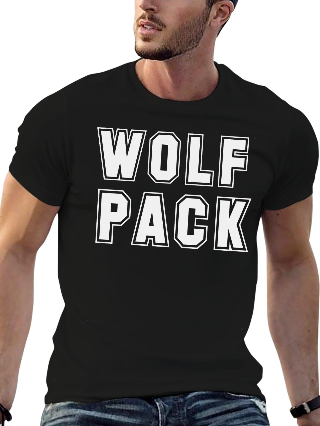 Wolf Pack Crew Neck Graphic T-Shirt