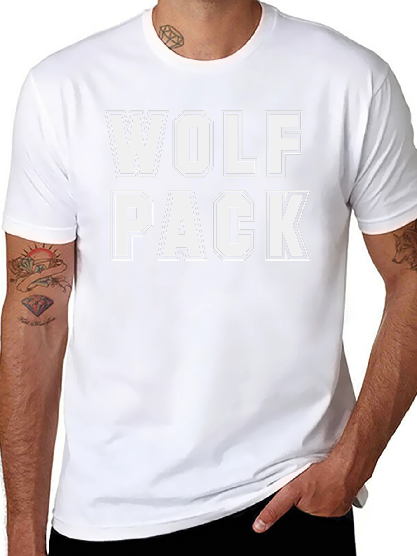 Wolf Pack Crew Neck Graphic T-Shirt